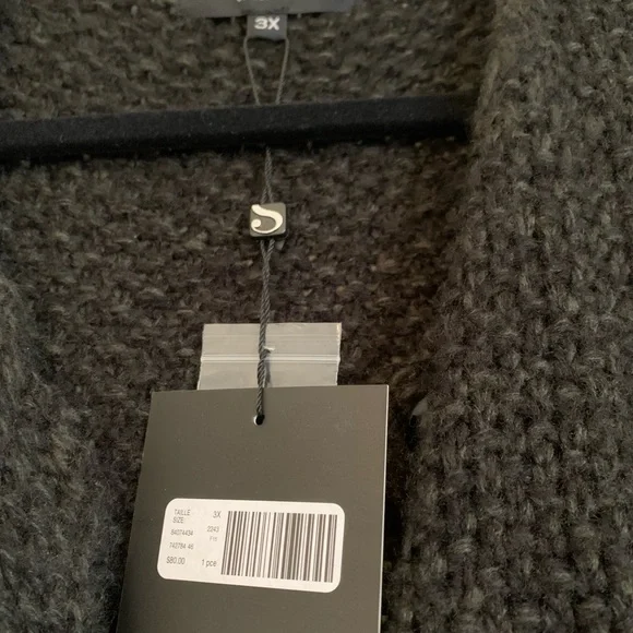 Michel Studio Long Cardigan w/ faux leather sleeves and patch pockets, worn once - Picture 3 of 4